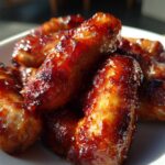 Close-up of sticky, caramelized Sriracha Brown Sugar Smokies piled high on a white plate.
